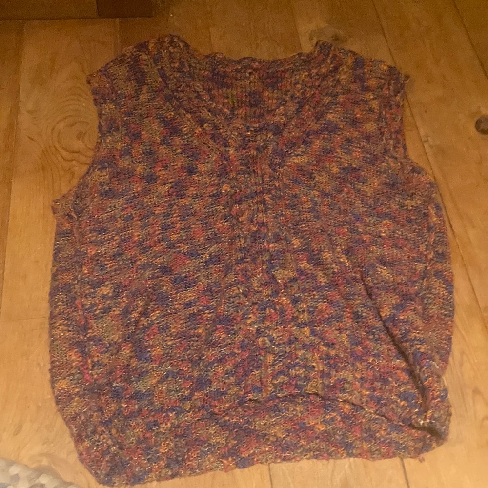 Adorable multicolor rainbow 70s vest